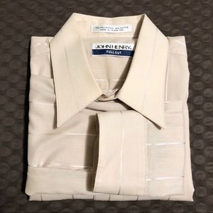Brown Dress Shirt with Satin Stripes